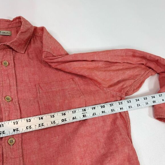 Paradise Collection Shirt Mens Medium REd Linen Blend Button Up Beach - Picture 3 of 8
